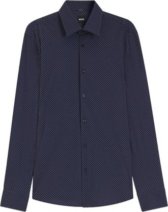 HUGO BOSS Hank Shirt - Heren - Casual Overhemden - Blauw - M - Leer - Overhemden