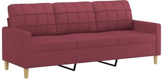 vidaXL Sof&aacute; De 3 Plazas De Tela Rojo Tinto 180 Cm Vidaxl