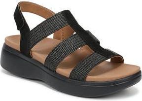 Vionic Sabrina Fisherman Platform Sandal in Black Leather And Suede at Nordstrom Rack, Size 8.5