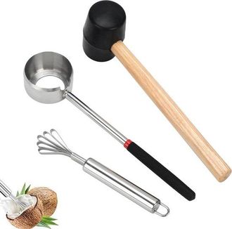 OEM Abre, Cocos, Juego De 3 Piezas, Abre, Cocos, Abre, Cocos Port&aacute;tiles, Raspador De Coco, Ideal Para La Cocina, Picnics Y Vacaciones En La Playa