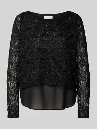 Apricot Strickpullover mit Paillettenbesatz in Black, Gr&ouml;&szlig;e L
