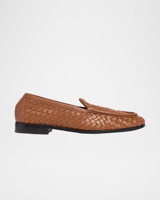 Bottega Veneta Men & apos;s Silenzio Intrecciato Napa Leather Loafers