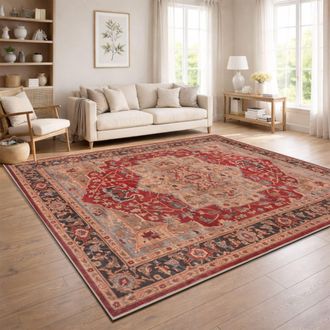 Paco Home Paco Home Tappeto Vintage Boho Moderno Soggiorno Pelo Corto Lavabile Rosso Colorato Oro 240x340 Cm