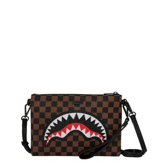 Sprayground Sprayground, Tassen, Dames, Bruin, ONE Size, Leer, Check 2 Emboss Crossover Clutch