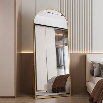 OEM Espejo Arqueado De Cuerpo Entero 180 &times; 80 Cm - Espejo De Pie Con Marco Dorado, Vidrio Hd, Estilo Escandinavo