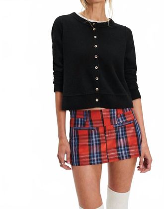 Free People Mille-Fleurs Plaid Micro Skirt In Red