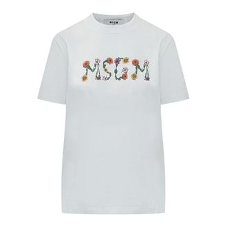 Msgm T-Shirts, female, White, Size: S T-Shirt