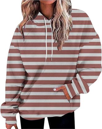 Generic My Orders UK My Recent Orders Tunic Sweatshirt for Women UK Womens Oversized Hoodies Striped Plus Size Sweatshirts Long Sleeve Sweaters Pullover Fall 