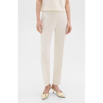 Theory Tailored Slim Fit Trousers in Rice at Nordstrom, Size 0