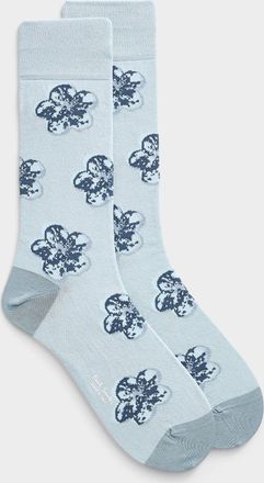 Paul Smith Mens Large flower blue dress socks