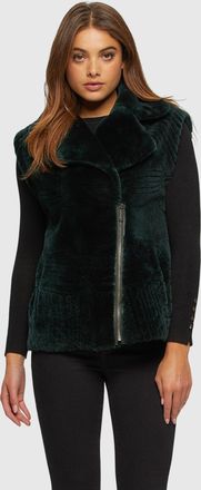 Gorski SHEARLING LAMB ZIP VEST WITH GROOVED PATTERN
