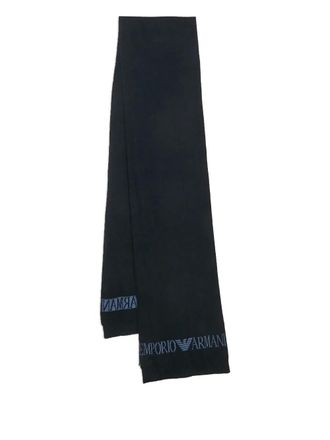 スカーフ EMPORIO ARMANI Woman Scarf Black EW001863AF15672 UC001 Emporio Armani All-Over Jacquard Lurex Logo Black Scarf