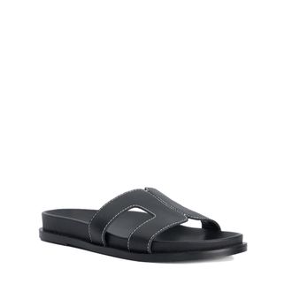 Dune London Womens Ladies Loupas - Flat Cushioned Sole Sandals - Black Leather - Size UK 4