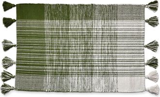 Tag Tag Tassel Plaid Doormat Stylish Home Entryway Rug in Green at Nordstrom, Size Medium