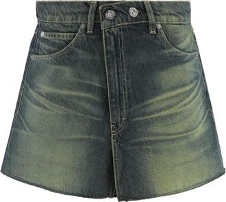 Our Legacy Denim Skirts, female, Blue, Size: XS Denim Mini Skirt with Vintage Frayed Hem