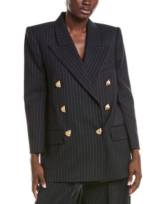 Oscar De La Renta Oscar De La Renta Woven Wool & Silk-Blend Blazer