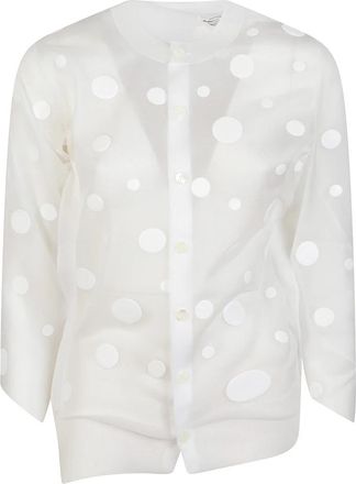 Junya Watanabe Polka-dot Sheer Cardigan - Dames - Vesten - Wit - M - Polyester - Truien & Vesten