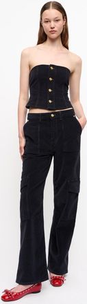 Ganni Blue Washed Corduroy Cargo Pants in Sky Captain Size 32 Womens