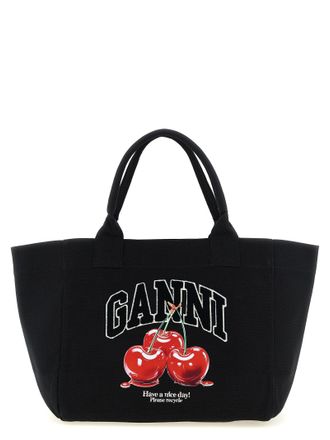 Ganni Einkaufstasche Black Medium Cherry Tote