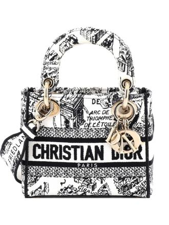 Dior Lady D-Lite Bag Embroidered Canvas Mini satchel - women - Canvas - One Size - Black