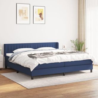 vidaXL Cama Box Spring Con Colch&oacute;n Tela Azul 200x200 Cm Vidaxl