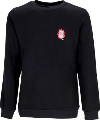Dolly Noire Zwarte Crewneck Sweatshirt Stay On Fire - Heren - Sweatshirts - Zwart - XL - Katoen - Hoodies & sweatvesten
