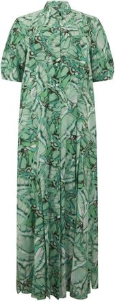 Alberta Ferretti Kleedjes, Dames, Groen, S, Lange Jurk Met Bloemenprint En Knopen