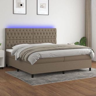 vidaXL Cama Box Spring Colch&oacute;n Y Luces Led Tela Gris Taupe 200x200 Cm Vidaxl
