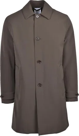 Aspesi Mid-Length Sage Green Raincoat With Buttoned Cuffs And Quilted Interior