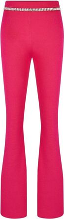 Paco Rabanne rhinestone-embellished ribbed-knit flared trousers - women - Viscose/Polyester - 40 - Pink