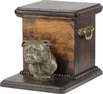 OEM Staffordshire Bull Terrier, Staffik, Staffi I - Una Urna Para Cenizas De Perro Con Una Estatuilla, Una Elegante Urna Para Un Perro, Una Urna &Uacute;nica Con