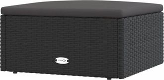 vidaXL Taburete de jardín con cojín ratán sintético negro Vidaxl