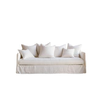 Tikamoon Ariane - Sof&aacute; de lino blanco, 5 plazas