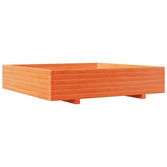 Berkfield Home Garden Planter Wax Brown 110x110x26.5 cm Solid Wood Pine in Burnt Orange