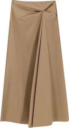 Max Mara Cotton Satin Rok - Dames - Midirokken - Beige - XS - Katoen - Rokken