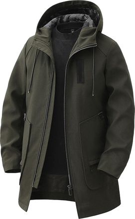 Generic Winter Coats for Men Long Casual Anorak Jacket Lightweight Outdoor Windbreaker Hooded Coat For Men Autumn Winter Seasons (Army Green, XL) 11