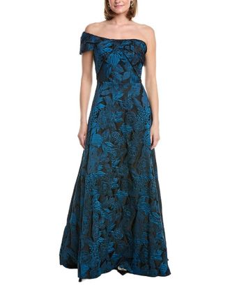 Rene Ruiz Off-The-Shoulder Mikado Fit & Flare Gown