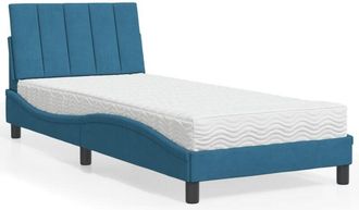vidaXL Cama Con Colch&oacute;n Terciopelo Azul 90x190 Cm Vidaxl