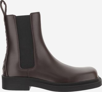 Bottega Veneta Mens Chelsea Ben Leather Boots Brown Calfskin
