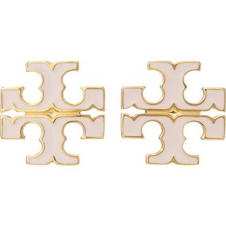 Tory Burch Small Icon Stud Earrings in Pink Snow at Nordstrom