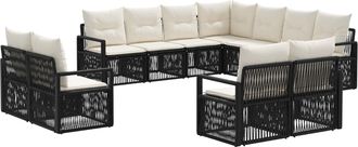 vidaXL Conjunto De Sof&aacute;s De Jard&iacute;n 11 Uds. Negro Rat&aacute;n Sint&eacute;tico Vidaxl