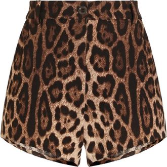 Dolce & Gabbana leopard-print shorts - women - Wool - 46 - Brown