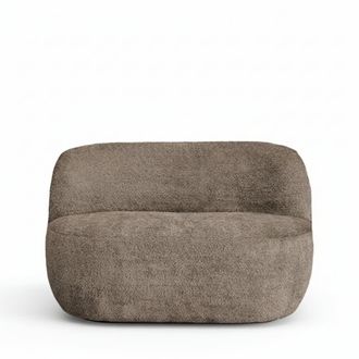 DRAWER Banco para 2 personas en tela boucl&eacute; - topo