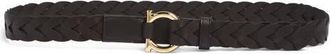 Ferragamo Donna Gancio Woven Leather Belt in Testa Di Moro at Nordstrom, Size 100