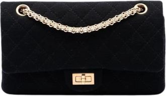 Chanel Pre-owned Quilted Jersey Double Flap Shoulder Bag - Dames - Vintage Schoudertas - Zwart - ONE Size - Vintage