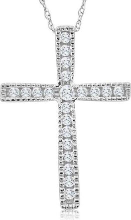 Pompeii3 1/3Ct Round Cut Diamond Cross Pendant 10k White or Yellow Gold Necklace 1 Tall