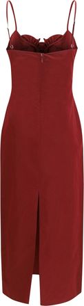 Magda Butrym Womens Flower Detail Midi Dress Bordeaux Cotton; Silk Swimwear