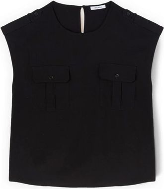 Motivi Dames, Blouses & Shirts, Zwart, Maat: S Viscose