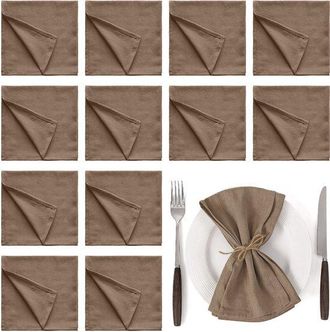 OEM Servilletas Suaves De Mezcla De Lino, Paquete De 12, Servilletas De Tela, Mezcla De Algod&oacute;n Y Lino, Marr&oacute;n Caf&eacute;, 30 X 30 Cm
