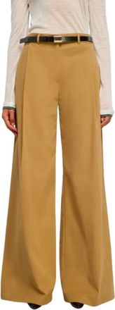Semicouture Pantaloni Larghi in Gabardine - - Trousers - Donna - Marrone - M